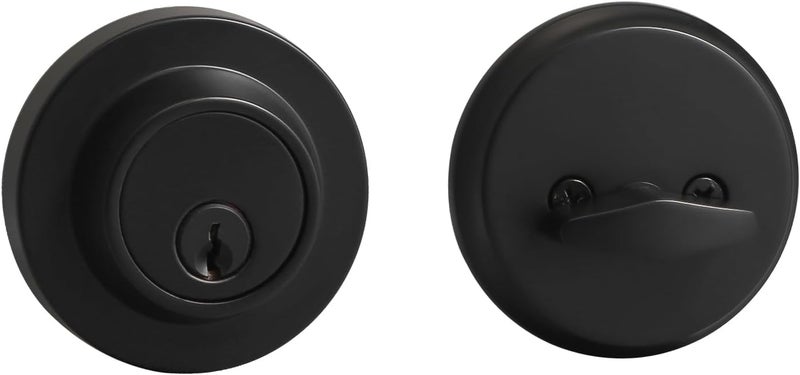 YAGU Contemporary Round Single Cylinder Deadbolt Lock for Front Door Entrance Modern High Security Heavy Duty Pack of 1– Matte Black Finish - Image 1